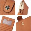 imageBOSTANTEN Leather Wallets for Women Large RFID Blocking Slim Bifold Purse Card Holder with Zipper Pocket2Brown