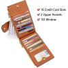imageBOSTANTEN Leather Wallets for Women Large RFID Blocking Slim Bifold Purse Card Holder with Zipper Pocket2Brown