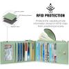imageBOSTANTEN Leather Wallets for Women Large RFID Blocking Slim Bifold Purse Card Holder with Zipper Pocket2Green