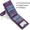 imageBOSTANTEN Leather Wallets for Women Large RFID Blocking Slim Bifold Purse Card Holder with Zipper Pocket2Purple