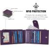 imageBOSTANTEN Leather Wallets for Women Large RFID Blocking Slim Bifold Purse Card Holder with Zipper Pocket2Purple