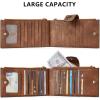 imageBOSTANTEN Leather Wallets for Women Large RFID Blocking Slim Bifold Purse Card Holder with Zipper Pocket3BrownVegan