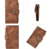 imageBOSTANTEN Leather Wallets for Women Large RFID Blocking Slim Bifold Purse Card Holder with Zipper Pocket3BrownVegan