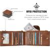 imageBOSTANTEN Leather Wallets for Women Large RFID Blocking Slim Bifold Purse Card Holder with Zipper Pocket3BrownVegan