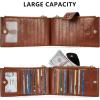 imageBOSTANTEN Leather Wallets for Women Large RFID Blocking Slim Bifold Purse Card Holder with Zipper Pocket4BlackBrown