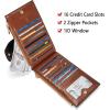 imageBOSTANTEN Leather Wallets for Women Large RFID Blocking Slim Bifold Purse Card Holder with Zipper Pocket4BlackBrown