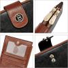 imageBOSTANTEN Leather Wallets for Women Large RFID Blocking Slim Bifold Purse Card Holder with Zipper Pocket4BlackBrown