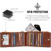 imageBOSTANTEN Leather Wallets for Women Large RFID Blocking Slim Bifold Purse Card Holder with Zipper Pocket4BlackBrown