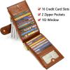 imageBOSTANTEN Leather Wallets for Women Large RFID Blocking Slim Bifold Purse Card Holder with Zipper Pocket5Brown