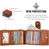 imageBOSTANTEN Leather Wallets for Women Large RFID Blocking Slim Bifold Purse Card Holder with Zipper Pocket5Brown