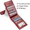 imageBOSTANTEN Leather Wallets for Women Large RFID Blocking Slim Bifold Purse Card Holder with Zipper Pocket5WineRed