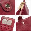 imageBOSTANTEN Leather Wallets for Women Large RFID Blocking Slim Bifold Purse Card Holder with Zipper Pocket5WineRed