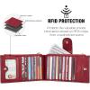 imageBOSTANTEN Leather Wallets for Women Large RFID Blocking Slim Bifold Purse Card Holder with Zipper Pocket5WineRed