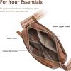 imageBOSTANTEN Small Crossbody Purse for Women Triple Zip Cell Phone Leather Handbag with Colored Shoulder StrapBrown