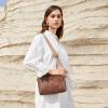 imageBOSTANTEN Small Crossbody Purse for Women Triple Zip Cell Phone Leather Handbag with Colored Shoulder StrapBrown