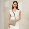 imageBOSTANTEN Small Crossbody Purse for Women Triple Zip Cell Phone Leather Handbag with Colored Shoulder StrapLight Grey