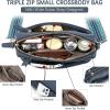 imageBOSTANTEN Small Crossbody Purse for Women Triple Zip Cell Phone Leather Handbag with Colored Shoulder StrapNavy Blue