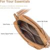 imageBOSTANTEN Small Crossbody Purse for Women Triple Zip Cell Phone Leather Handbag with Colored Shoulder StrapP02camel Brown