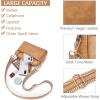 imageBOSTANTEN Small Crossbody Purse for Women Triple Zip Cell Phone Leather Handbag with Colored Shoulder StrapP02camel Brown