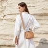imageBOSTANTEN Small Crossbody Purse for Women Triple Zip Cell Phone Leather Handbag with Colored Shoulder StrapP02camel Brown