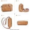 imageBOSTANTEN Small Crossbody Purse for Women Triple Zip Cell Phone Leather Handbag with Colored Shoulder StrapP02camel Brown