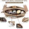 imageBOSTANTEN Small Crossbody Purse for Women Triple Zip Cell Phone Leather Handbag with Colored Shoulder StrapP03light Brown