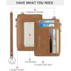 imageBOSTANTEN Small Wallet For Women RFID Leather Credit Card Holder Slim Wristlet Keychain Wallet With Zipper Pocket Light GreenBrown