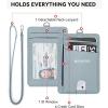 imageBOSTANTEN Small Wallet For Women RFID Leather Credit Card Holder Slim Wristlet Keychain Wallet With Zipper Pocket Light GreenSBlue