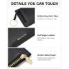 imageBOSTANTEN Small Wallet For Women RFID Leather Credit Card Holder Slim Wristlet Keychain Wallet With Zipper Pocket Light GreenTBlack