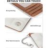 imageBOSTANTEN Small Wallet For Women RFID Leather Credit Card Holder Slim Wristlet Keychain Wallet With Zipper Pocket Light GreenXBeige and Brown