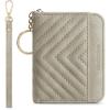 imageBOSTANTEN Credit Card Holder Wallet RFID Double Zipper Small Wallet for Women Leather Keychain Wallet with Tassel BlueGrey
