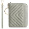 imageBOSTANTEN Credit Card Holder Wallet RFID Double Zipper Small Wallet for Women Leather Keychain Wallet with Tassel BlueLight Grey