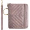 imageBOSTANTEN Credit Card Holder Wallet RFID Double Zipper Small Wallet for Women Leather Keychain Wallet with Tassel BluePurple
