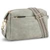imageBOSTANTEN Small Crossbody Purse for Women Triple Zip Cell Phone Leather Handbag with Colored Shoulder StrapP05grey