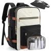 imageBOSTANTEN Travel Backpack For Women TSA Carry On Backpack for Airplanes Personal Item Backpack Fits 156 Inch Laptop with USBTypeC Charging Port Weekender Overnight Daypack with 2 Packing CubesBeigeblackbrown3pcs