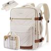 imageBOSTANTEN Travel Backpack For Women TSA Carry On Backpack for Airplanes Personal Item Backpack Fits 156 Inch Laptop with USBTypeC Charging Port Weekender Overnight Daypack with 2 Packing CubesBeigebrown3pcs