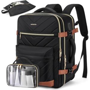 imageBOSTANTEN Travel Backpack For Women TSA Carry On Backpack for Airplanes Personal Item Backpack Fits 156 Inch Laptop with USBTypeC Charging Port Weekender Overnight Daypack with 2 Packing CubesBlackbrown3pcs