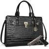 imageBOSTANTEN Briefcase for Women 156 inch Leather Laptop Bag Vintage Slim Lawyer Business Bag Stylish Work PurseCcrocodile Pattern Black