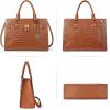 imageBOSTANTEN Briefcase for Women 156 inch Leather Laptop Bag Vintage Slim Lawyer Business Bag Stylish Work PurseDcrocodile Pattern Brown