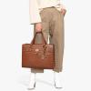 imageBOSTANTEN Briefcase for Women 156 inch Leather Laptop Bag Vintage Slim Lawyer Business Bag Stylish Work PurseDcrocodile Pattern Brown
