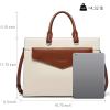 imageBOSTANTEN Briefcase for Women Laptop Tote 156 Inch Genuine Leather Handbag Work Bag BeigeAbeigebrown