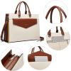 imageBOSTANTEN Briefcase for Women Laptop Tote 156 Inch Genuine Leather Handbag Work Bag BeigeAbeigebrown