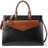 imageBOSTANTEN Briefcase for Women Laptop Tote 156 Inch Genuine Leather Handbag Work Bag BeigeDblackbrown
