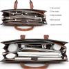 imageBOSTANTEN Briefcase for Women Laptop Tote 156 Inch Genuine Leather Handbag Work Bag BeigeDblackbrown