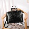 imageBOSTANTEN Briefcase for Women Leather 156 inch Laptop Shoulder Bag Office Work Crossbody HandbagEcrocodile Pattern Black