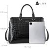 imageBOSTANTEN Briefcase for Women Leather 156 inch Laptop Shoulder Bag Office Work Crossbody HandbagEcrocodile Pattern Black