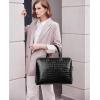 imageBOSTANTEN Briefcase for Women Leather 156 inch Laptop Shoulder Bag Office Work Crossbody HandbagEcrocodile Pattern Black