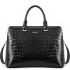 imageBOSTANTEN Briefcase for Women Leather 156 inch Laptop Shoulder Bag Office Work Crossbody HandbagEcrocodile Pattern Black