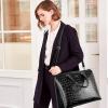 imageBOSTANTEN Briefcase for Women Leather 156 inch Laptop Shoulder Bag Office Work Crossbody HandbagEcrocodile Pattern Black