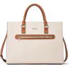 imageBOSTANTEN Leather Laptop Briefcase for Women Shoulder Bag 156 Inch Business Computer Work ToteAbeige
